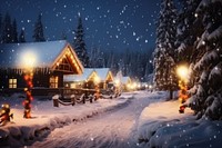 Christmas snowy village architecture outdoors nature. AI generated Image by rawpixel.