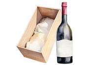 Wine box watercolor bottle drink white background. AI generated Image by rawpixel.
