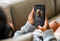 Music streaming app on smartphone screen
