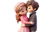 Couple hugging cute doll toy. 