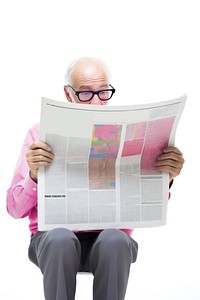 Senior man reading news paper newspaper adult text. AI generated Image by rawpixel.