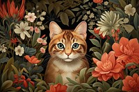 Cat illustration wallpaper pattern animal mammal. AI generated Image by rawpixel.