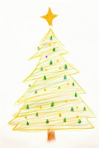 Christmas tree drawing white background illuminated. AI generated Image by rawpixel.