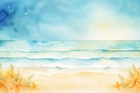 Tropical summer sand beach and bokeh sun light sea backgrounds painting. AI generated Image by rawpixel.