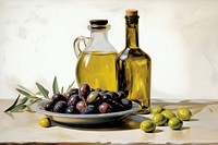 An olive oil painting food refreshment. AI generated Image by rawpixel.