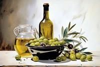 An olive oil painting plant food. AI generated Image by rawpixel.