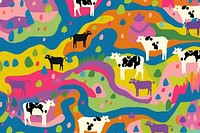 Vibrant cow pattern livestock mammal animal. AI generated Image by rawpixel.