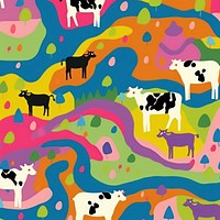 Vibrant cow pattern livestock abstract mammal. AI generated Image by rawpixel.
