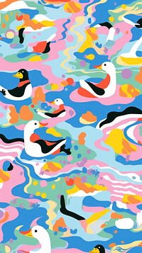 Vibrant duck pattern abstract bird art. AI generated Image by rawpixel.
