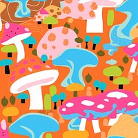 Vibrant mushroom pattern graphics art backgrounds. AI generated Image by rawpixel.