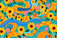 Vibrant sunflower pattern abstract graphics art. AI generated Image by rawpixel.