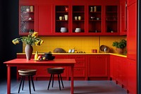 Modern red kitchen architecture furniture cupboard. AI generated Image by rawpixel.