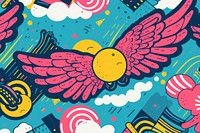 Memphis wings background backgrounds art creativity. AI generated Image by rawpixel.