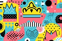 Memphis crown background backgrounds pattern art. AI generated Image by rawpixel.