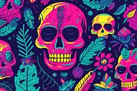 Memphis skeletons background purple pattern art. AI generated Image by rawpixel.