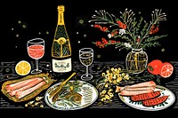 New year food celebration champagne table. AI generated Image by rawpixel.