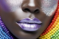 Rainbow fingernails and rainbow lips variation lipstick headshot. AI generated Image by rawpixel.