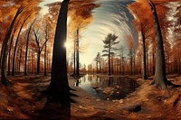 Fall forest landscape sunlight outdoors. AI generated Image by rawpixel.