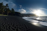 Punaluu Black Sand Beach beach outdoors nature. AI generated Image by rawpixel.