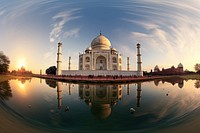 Taj Mahal architecture landscape panoramic. AI generated Image by rawpixel.