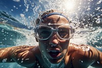 Competitive swimmer racing in pool recreation underwater swimming. AI generated Image by rawpixel.
