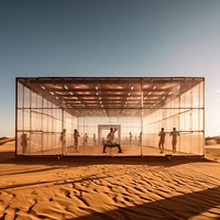 Crossfit Exercising gym architecture outdoors desert. 