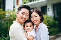 Asian happy family portrait adult photo
