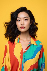 A chinese woman in a wearing colorful beach clothing portrait fashion adult. AI generated Image by rawpixel.
