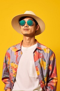 A korean man in a wearing colorful beach clothing sunglasses portrait fashion. AI generated Image by rawpixel.