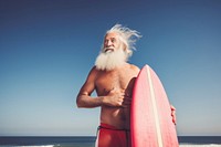 South African senior man beach standing outdoors. AI generated Image by rawpixel.