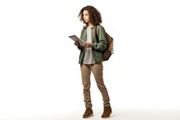 Student standing backpack reading. AI generated Image by rawpixel.
