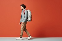 Student backpack standing walking. AI generated Image by rawpixel.
