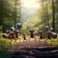 Ants lifting weights ant outdoors animal. AI generated Image by rawpixel.