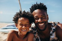Black father and a son photography laughing portrait. AI generated Image by rawpixel.