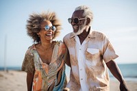 Old black couple laughing smiling summer. AI generated Image by rawpixel.
