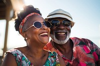 Old black couple photography sunglasses laughing. AI generated Image by rawpixel.