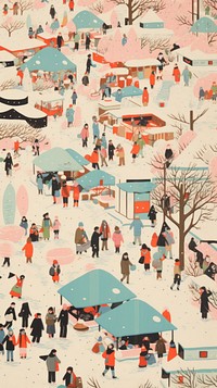 Winter market outdoors snow art. AI generated Image by rawpixel.