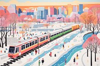 Winter subway painting outdoors vehicle. AI generated Image by rawpixel.