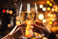 Two women toasting champagne glasses party drink adult. AI generated Image by rawpixel.
