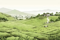 Tea plantation landscape outdoors pasture. AI generated Image by rawpixel.