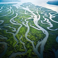 Meandering river outdoors nature plant. AI generated Image by rawpixel.
