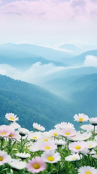 Flowers summer landscape mountain. AI generated Image by rawpixel.