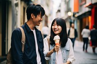 Japanese woman travel outdoors dessert street. AI generated Image by rawpixel.