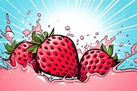Strawberry milk splash border fruit plant food. AI generated Image by rawpixel.