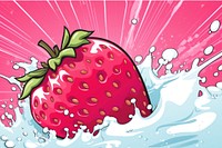 Strawberry milk splash border background fruit plant food. AI generated Image by rawpixel.