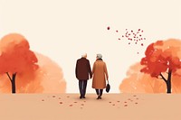 Couple walking autumn togetherness. AI generated Image by rawpixel.
