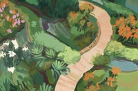 Garden painting backgrounds vegetation. AI generated Image by rawpixel.