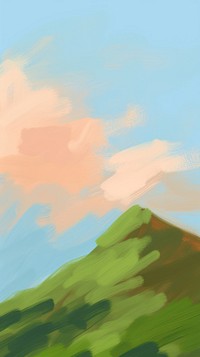 Mountain and bright sky backgrounds outdoors painting. AI generated Image by rawpixel.