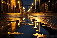 Street puddle city reflection. AI generated Image by rawpixel.