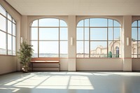 Medical institution with panoramic windows and a perspective floor architecture daylighting. AI generated Image by rawpixel.